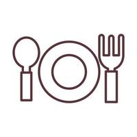 baby spoon fork and dish feeding and care newborn template line style icon vector