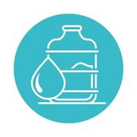 plastic bottle and water drop nature liquid blue block style icon vector