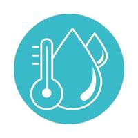 water drops thermometer temperature nature liquid blue block style icon vector