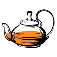 Teapot sketch. Glass Kettle sketch. Hand-drawn vector illustration