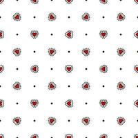 Red hearts in the style of a doodle seamless pattern. Vector illustration. Design for Valentines Day, textiles, wrappers, paper
