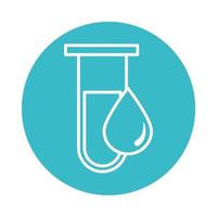 test tube and water drop nature liquid blue block style icon vector