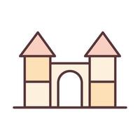 Castillo de bebé objeto de juguete recién nacido plantilla de línea e icono de diseño de relleno vector