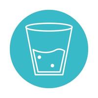 vaso con agua mineral líquido icono de estilo de bloque azul vector