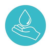 water drop in hand care nature liquid blue block style icon vector