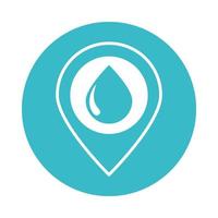 ubicación puntero agua gota naturaleza líquido azul bloque estilo icono vector