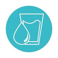 vaso con gota de agua naturaleza icono de estilo de bloque azul líquido vector