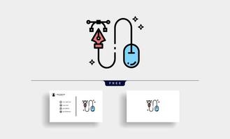 mouse computer and ink pen tool vector icon design