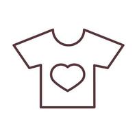 playera de bebé con ropa de corazón prendas para niños icono de estilo de línea de niños vector