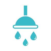 shower head with water drops flowing liquid blue silhouette style icon vector