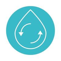 recycle water drop nature liquid blue block style icon vector