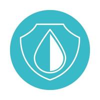 water drop shield protection nature liquid blue block style icon vector