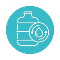 bottle water drop pure nature liquid blue block style icon vector