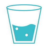 vaso con agua mineral líquido azul silueta estilo icono vector