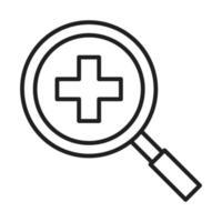 magnifying glass analysis healthcare medical and hospital pictogram line style icon vector