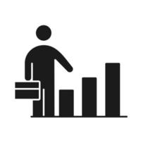 businessman chart report economy business management developing successful silhouette style icon vector