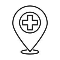 gps navigaton destinaton pin sanitario médico y hospitalario pictograma icono de estilo de línea vector