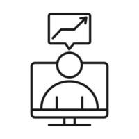 businessman computer growth arrow business management developing successful line style icon vector
