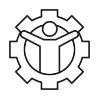 empresario en el trabajo de engranajes gestión empresarial desarrollando exitoso icono de estilo de línea vector