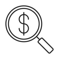 money magnifying glass business management developing successful line style icon vector