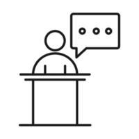 businessman character speak on the podium management developing successful line style icon vector