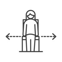 covid 19 coronavirus social distancing prevention distance seat to prevent infection outbreak spreading vector line style icon