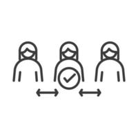 covid 19 coronavirus social distancing prevention people keep a distance around outbreak spreading vector line style icon