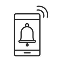 icono de estilo de línea de dispositivo de tecnología electrónica de alarma de notificación de teléfono móvil o teléfono inteligente vector