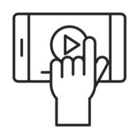 mobile phone or smartphone click screen video electronic technology device line style icon vector