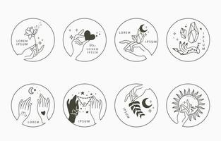 Beauty occult collection with hand vector