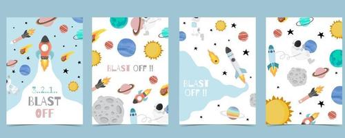 Collection of space background set with astronaut vector