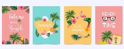 Collection of summer background set vector