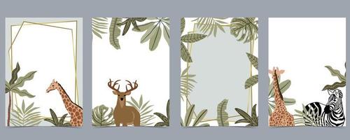 Safari background collection with giraffe vector