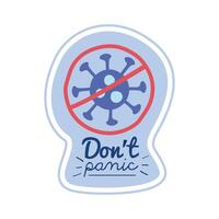 dont panic lettering campaign with with stop covid19 vector