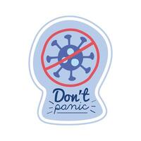 dont panic lettering campaign with with stop covid19 vector