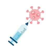 covid19 particle and syringe flat style icon vector