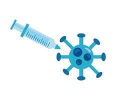 covid19 particle and syringe flat style icon vector