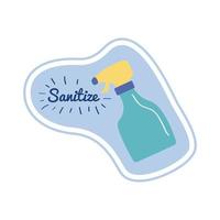 sanitize lettering campaign with splash bottle vector