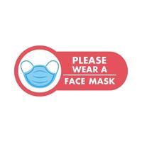 mask required label red sticker with lettering and face mask vector