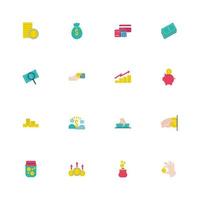 bundle of saving set flat style icons vector