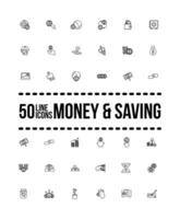 bundle of saving set icons with lettering line style vector
