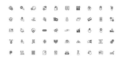 bundle of saving set line style icons vector