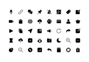 User Interface Essentials Glyph Style Icon Set vector