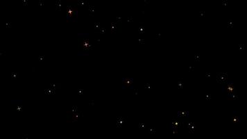 sterren warm witte deeltjes langzaam vliegende abstracte elementen op het zwarte luchtscherm video