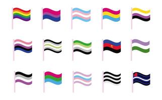 bundle of genders flags of sexual orientation multi style icons vector