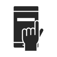 mobile phone or smartphone display clicking electronic technology device silhouette style icon vector