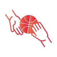 basketball game hands with ball recreation sport gradient style icon vector