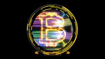 Bitcoin light effect and futiristic colorful energy power circuit digital template video