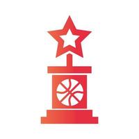 basketball game award trophy star equipment recreation sport gradient style icon vector