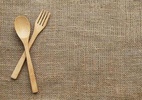 Wooden spoon and fork photo